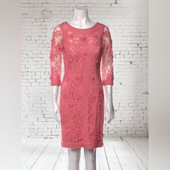 Sue Wong 3/4 Sleeve Embroidered Detail Mini Dress - Picture 1 of 5